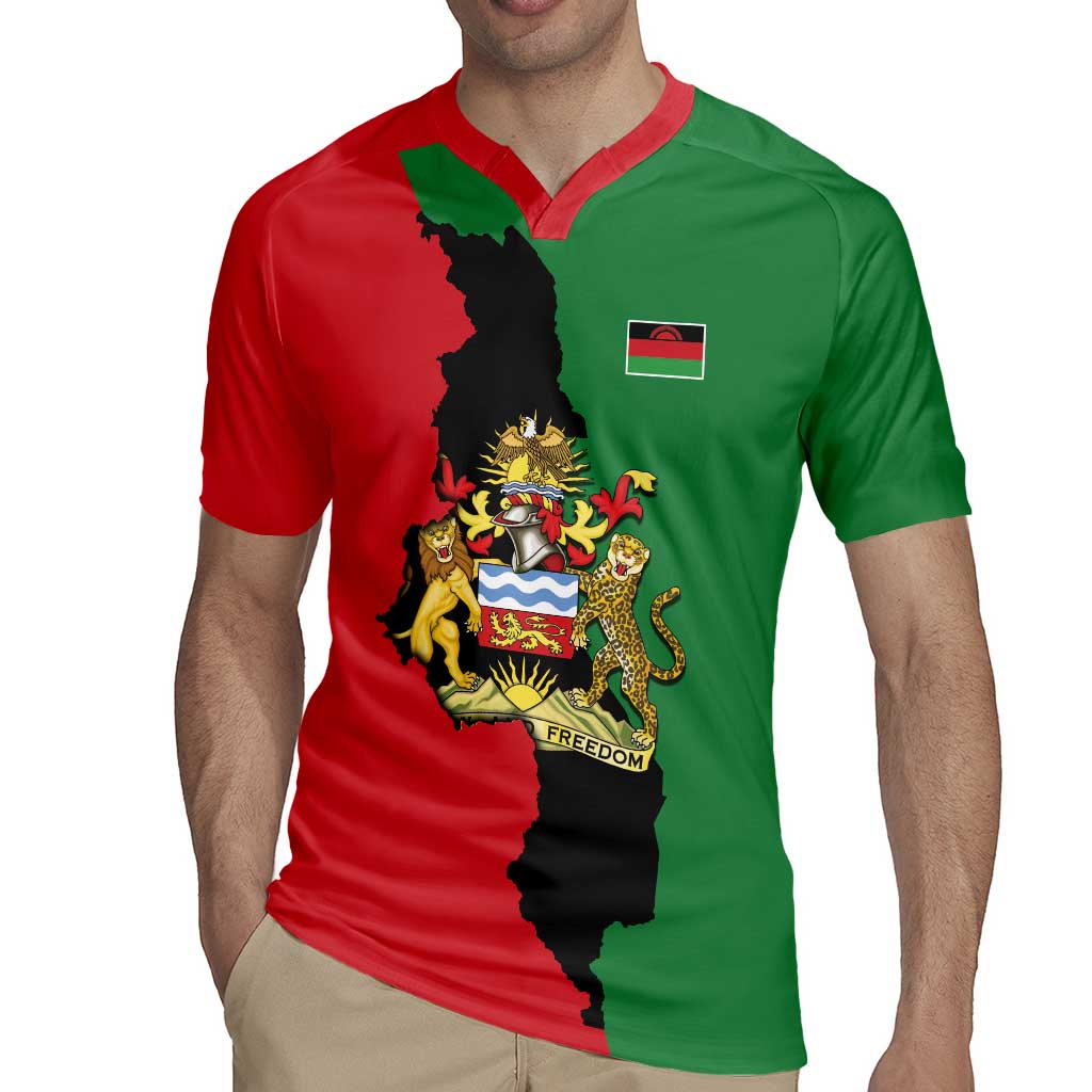 Malawi Flag Map Rugby Jersey Simple Malawi Emblem Coat of Arms - Wonder Print Shop