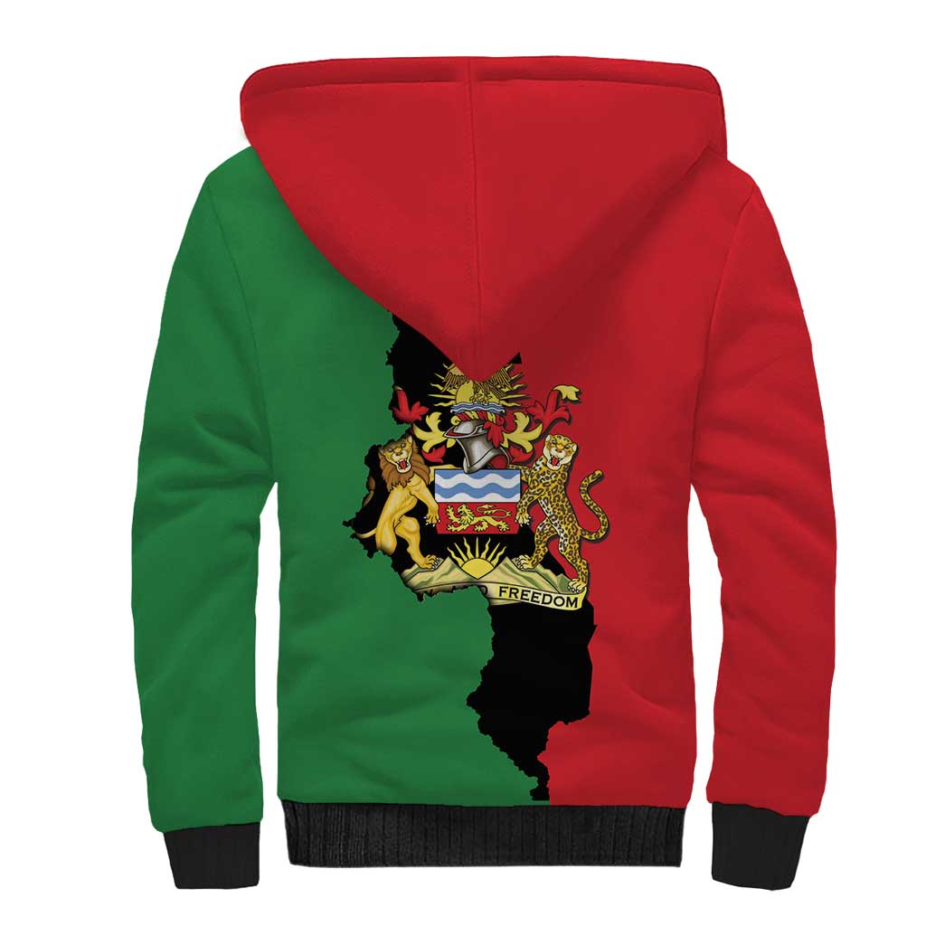 Malawi Flag Map Sherpa Hoodie Simple Malawi Emblem Coat of Arms - Wonder Print Shop