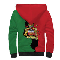 Malawi Flag Map Sherpa Hoodie Simple Malawi Emblem Coat of Arms - Wonder Print Shop