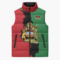 Malawi Flag Map Sleeveless Puffer Jacket Simple Malawi Emblem Coat of Arms - Wonder Print Shop