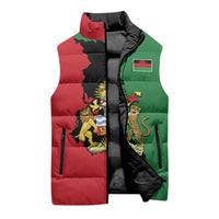 Malawi Flag Map Sleeveless Puffer Jacket Simple Malawi Emblem Coat of Arms - Wonder Print Shop