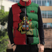 Malawi Flag Map Sleeveless Puffer Jacket Simple Malawi Emblem Coat of Arms - Wonder Print Shop