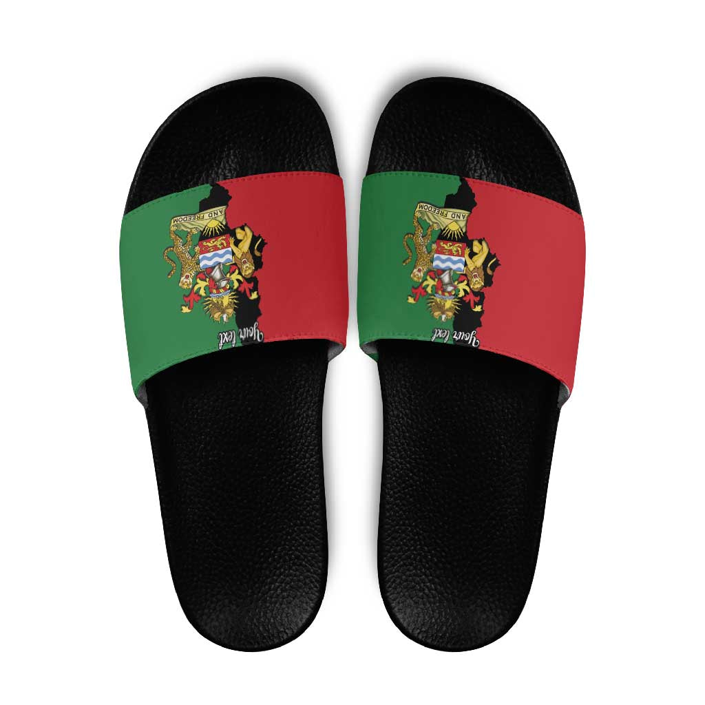 Malawi Flag Map Slide Sandals Simple Malawi Emblem Coat of Arms - Wonder Print Shop