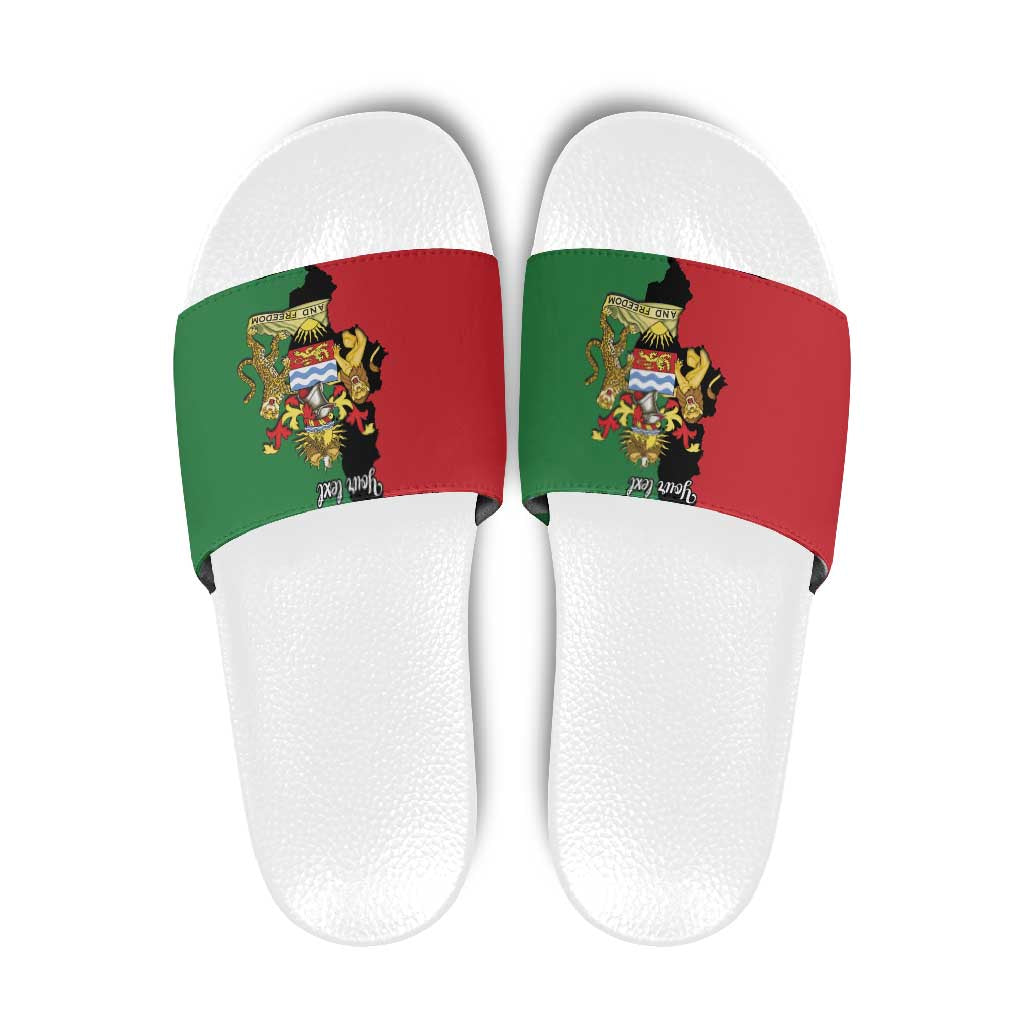 Malawi Flag Map Slide Sandals Simple Malawi Emblem Coat of Arms - Wonder Print Shop