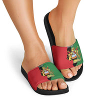 Malawi Flag Map Slide Sandals Simple Malawi Emblem Coat of Arms - Wonder Print Shop