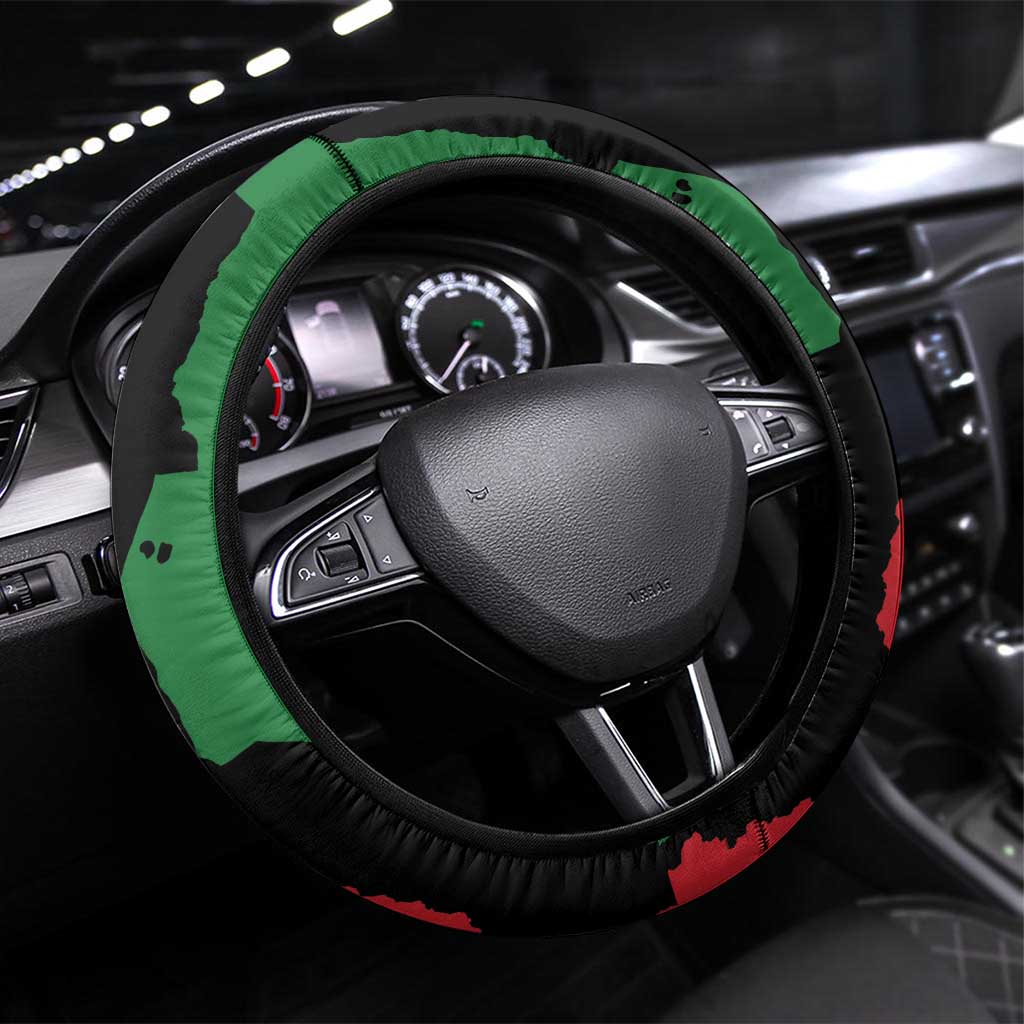 Malawi Flag Map Steering Wheel Cover Simple Malawi Emblem Coat of Arms - Wonder Print Shop