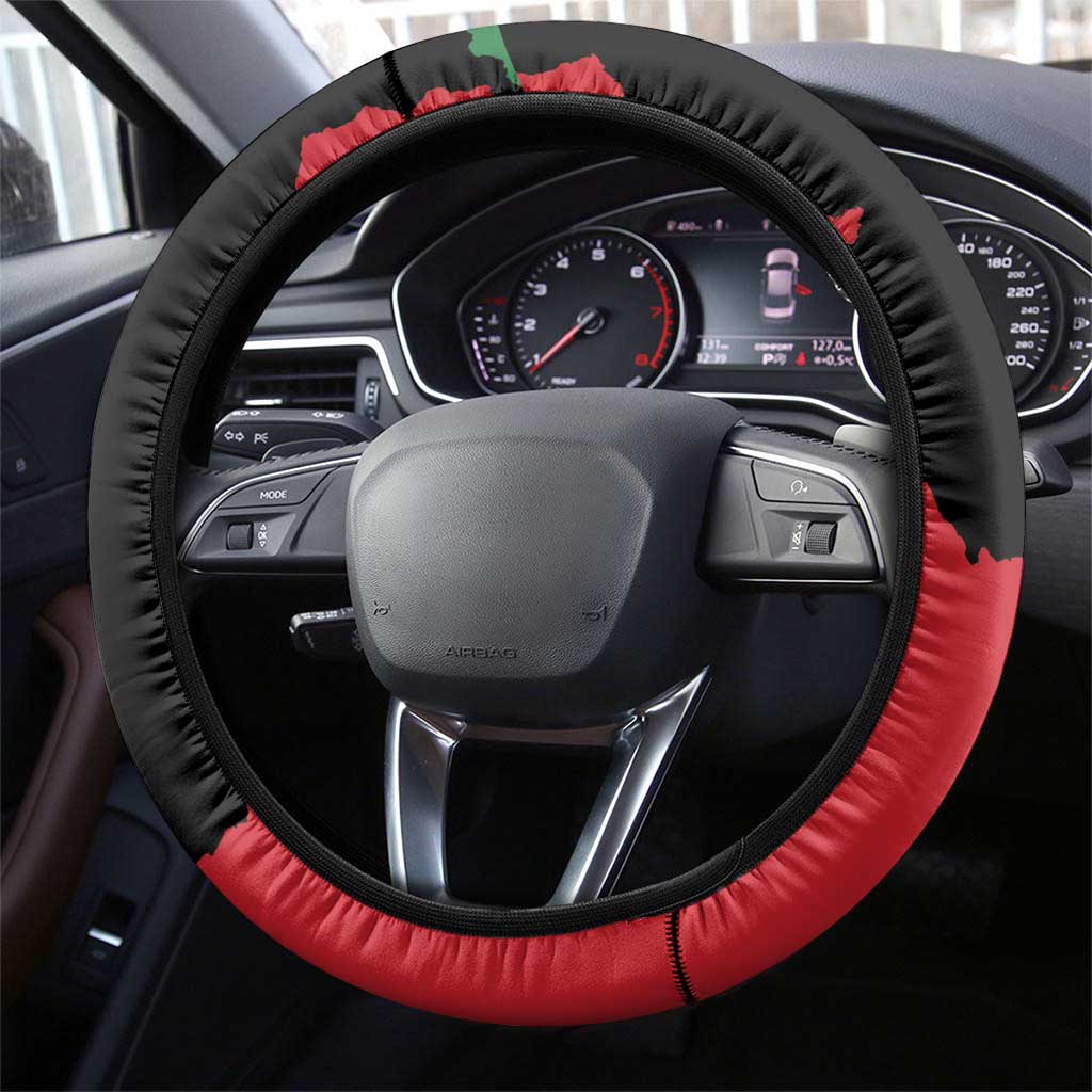 Malawi Flag Map Steering Wheel Cover Simple Malawi Emblem Coat of Arms - Wonder Print Shop