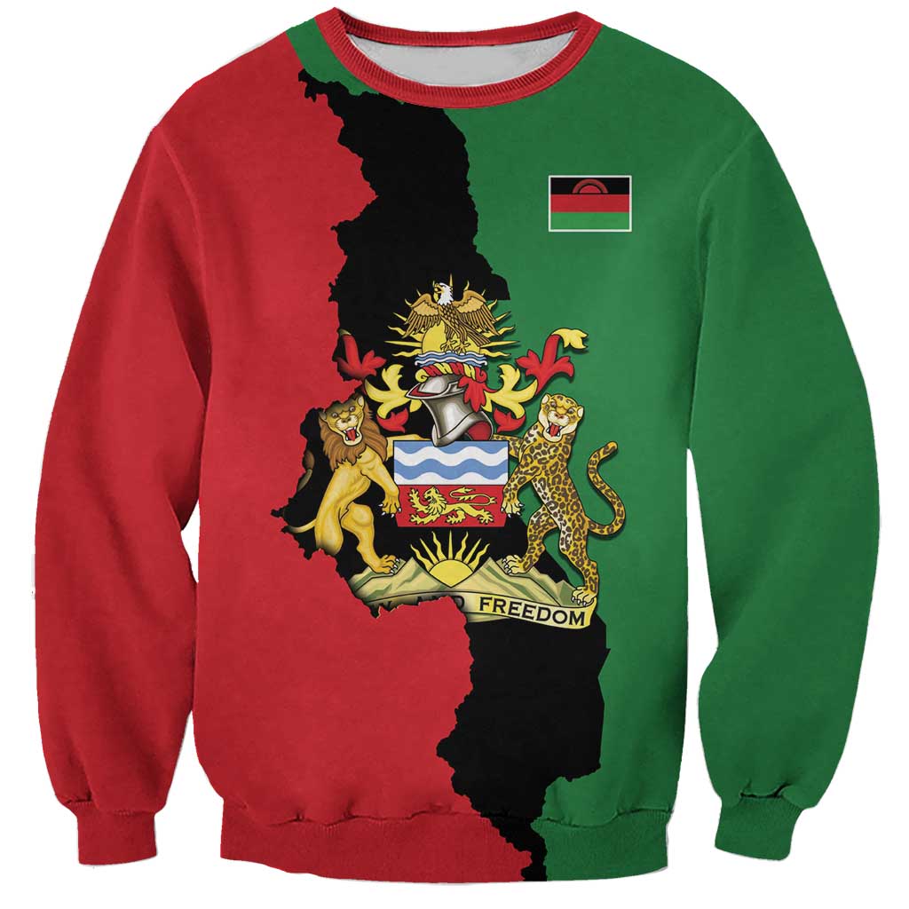 Malawi Flag Map Sweatshirt Simple Malawi Emblem Coat of Arms - Wonder Print Shop