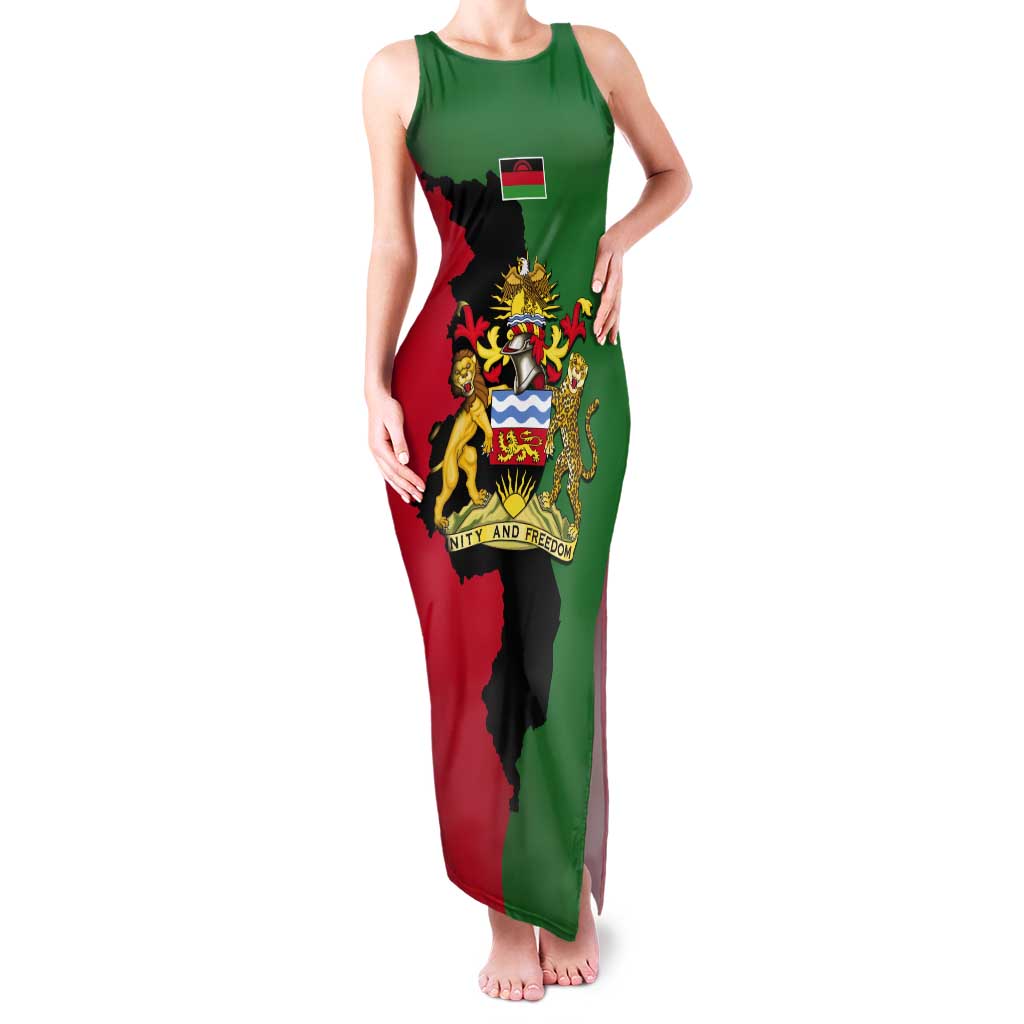 Malawi Flag Map Tank Maxi Dress Simple Malawi Emblem Coat of Arms - Wonder Print Shop