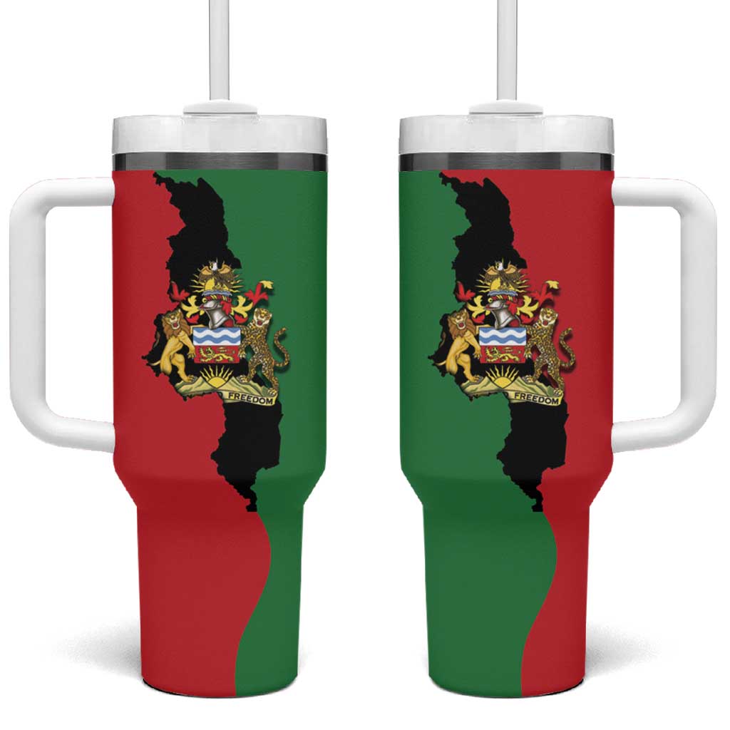 Malawi Flag Map Tumbler With Handle Simple Malawi Emblem Coat of Arms - Wonder Print Shop