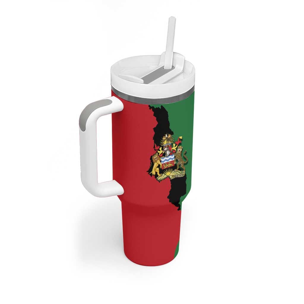 Malawi Flag Map Tumbler With Handle Simple Malawi Emblem Coat of Arms - Wonder Print Shop