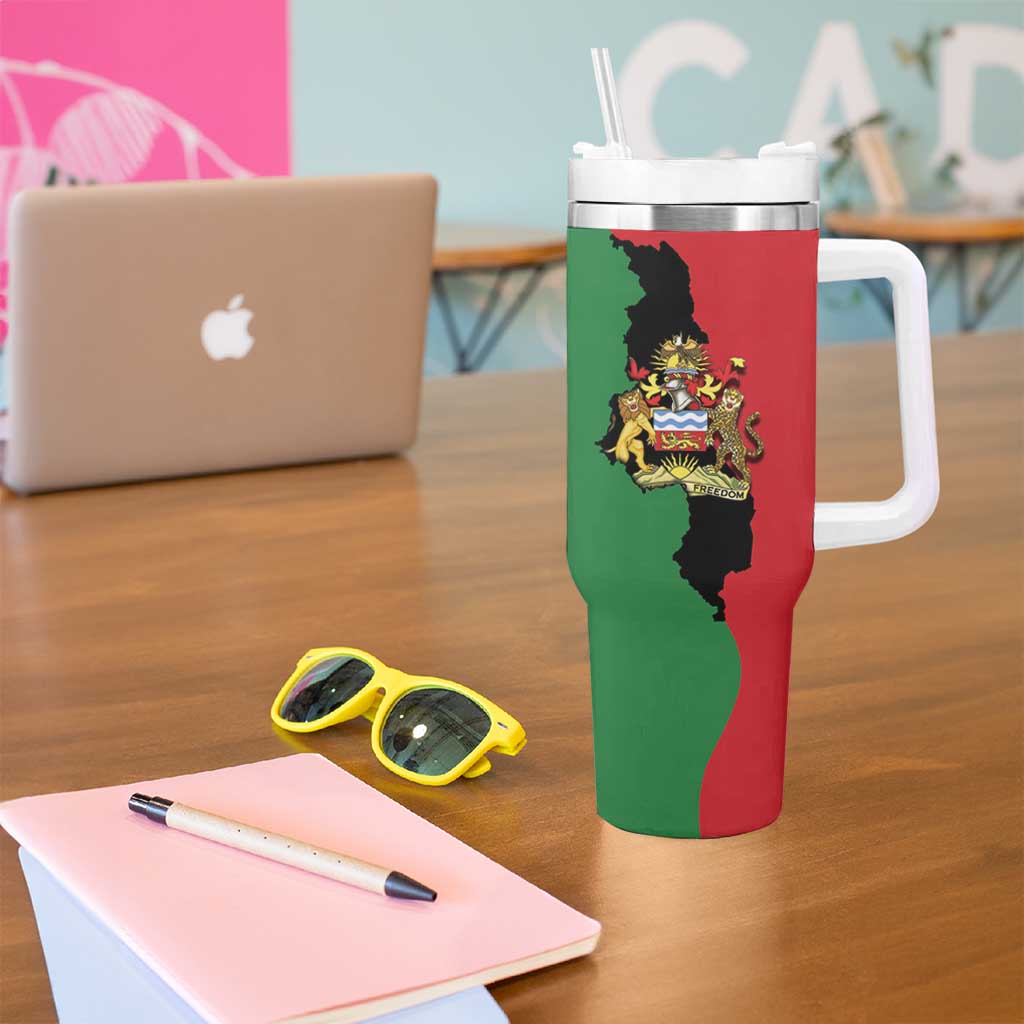Malawi Flag Map Tumbler With Handle Simple Malawi Emblem Coat of Arms - Wonder Print Shop