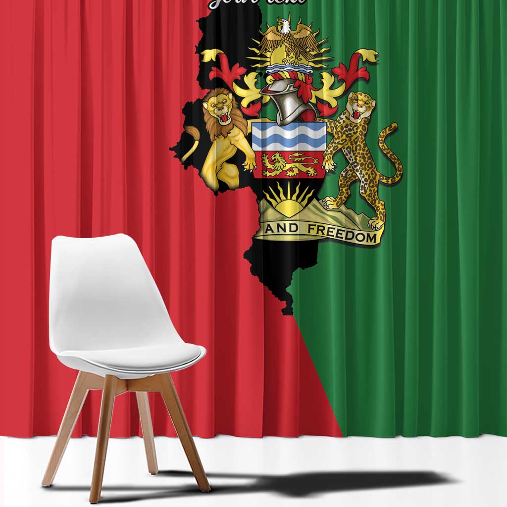 Malawi Flag Map Window Curtain Simple Malawi Emblem Coat of Arms - Wonder Print Shop