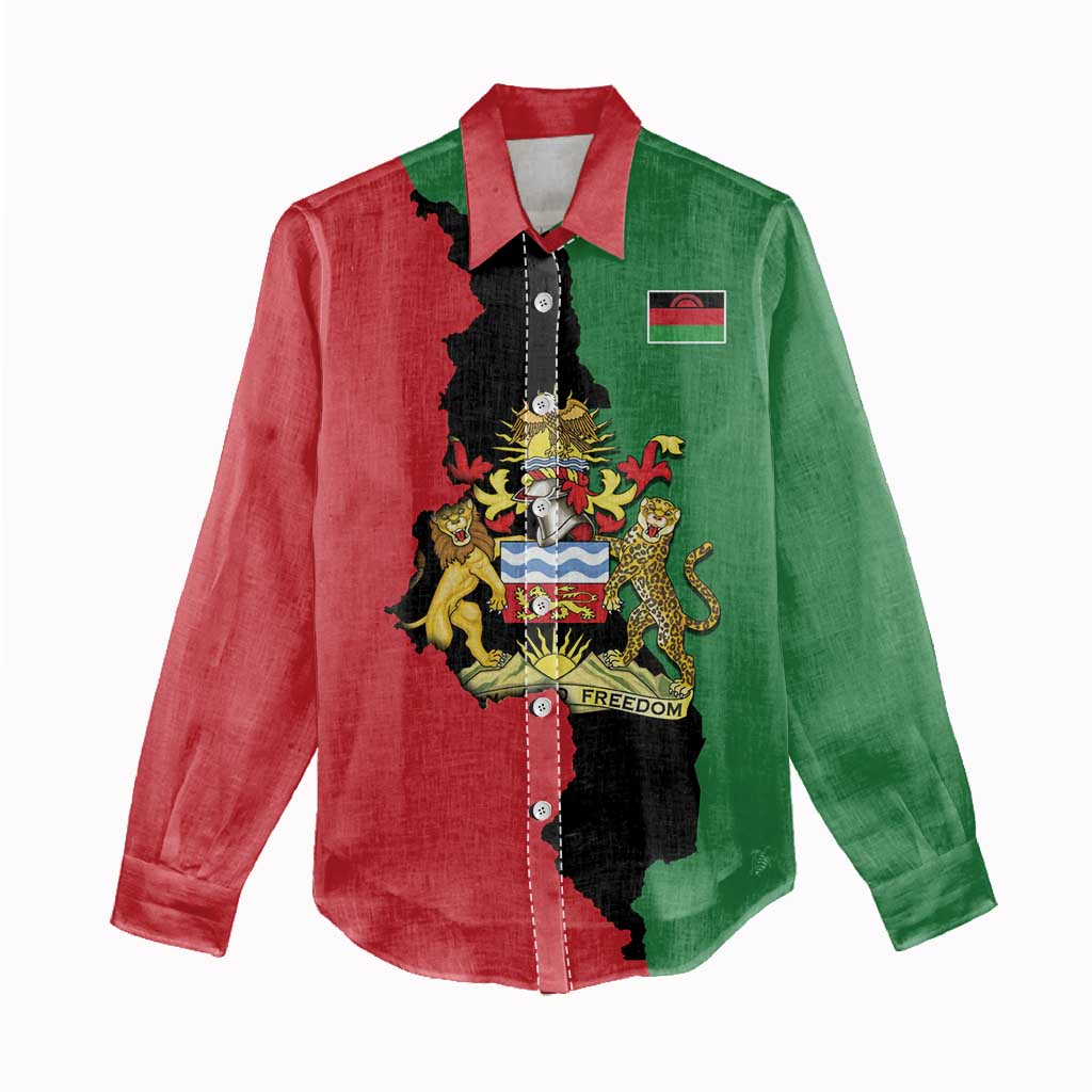 Malawi Flag Map Women Casual Shirt Simple Malawi Emblem Coat of Arms - Wonder Print Shop