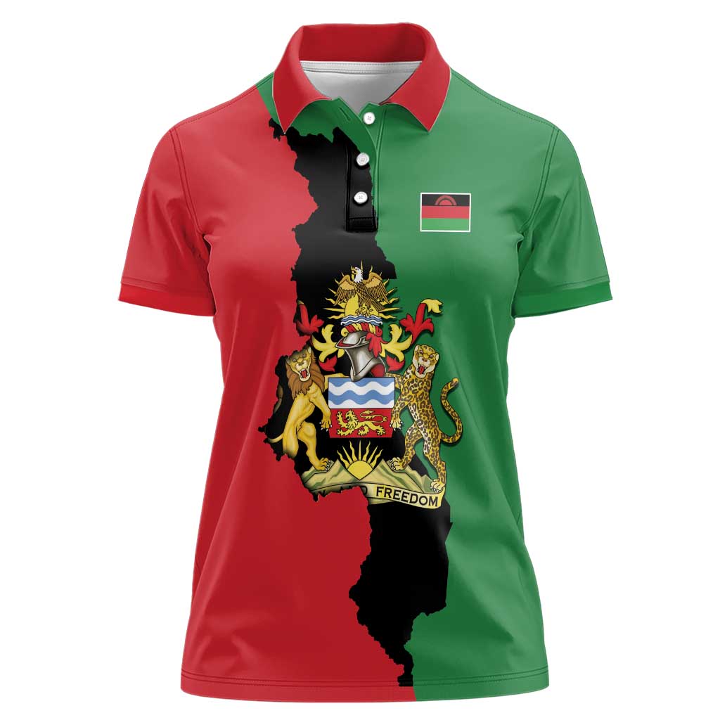 Malawi Flag Map Women Polo Shirt Simple Malawi Emblem Coat of Arms - Wonder Print Shop
