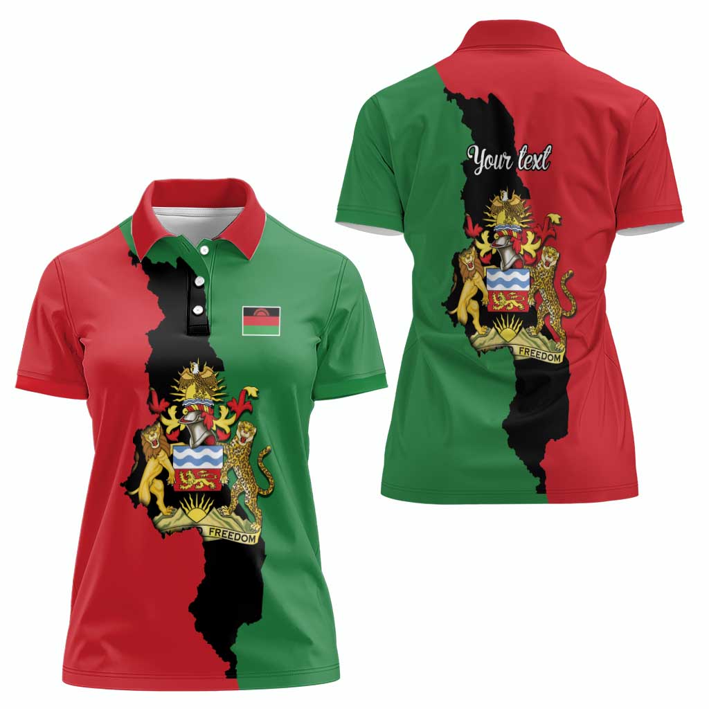 Malawi Flag Map Women Polo Shirt Simple Malawi Emblem Coat of Arms - Wonder Print Shop