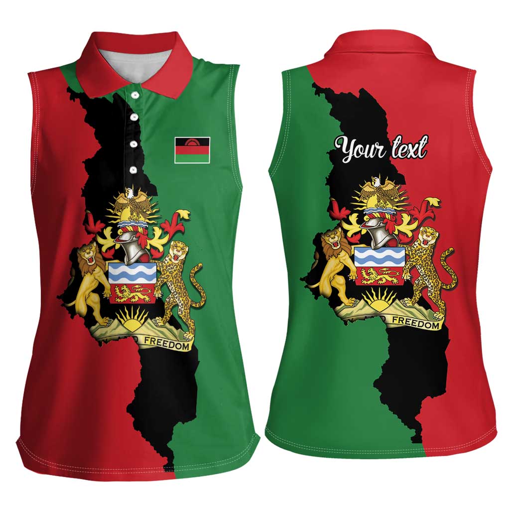 Malawi Flag Map Women Sleeveless Polo Shirt Simple Malawi Emblem Coat of Arms - Wonder Print Shop