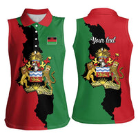 Malawi Flag Map Women Sleeveless Polo Shirt Simple Malawi Emblem Coat of Arms - Wonder Print Shop
