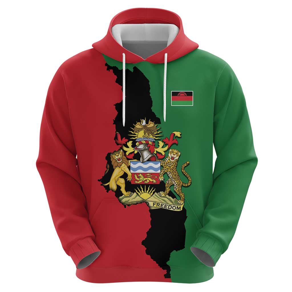 Malawi Flag Map Zip Hoodie Simple Malawi Emblem Coat of Arms - Wonder Print Shop
