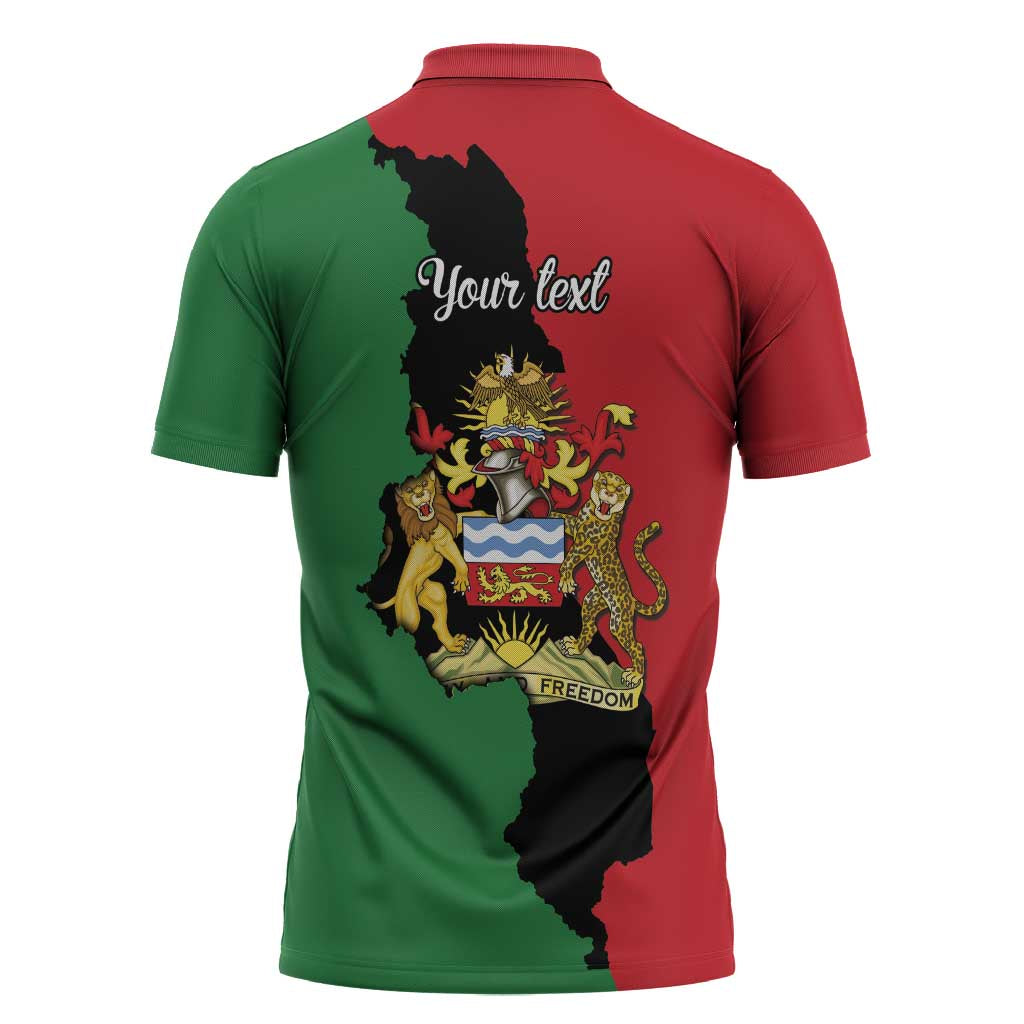 Malawi Flag Map Zipper Polo Shirt Simple Malawi Emblem Coat of Arms - Wonder Print Shop