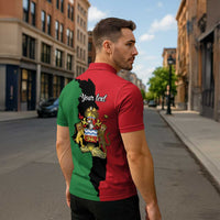 Malawi Flag Map Zipper Polo Shirt Simple Malawi Emblem Coat of Arms - Wonder Print Shop