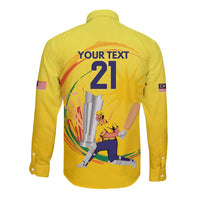 Custom Cricket Malaysia East Asia-Pacific Long Sleeve Button Shirt Malaysia Road to Glory - Wonder Print Shop
