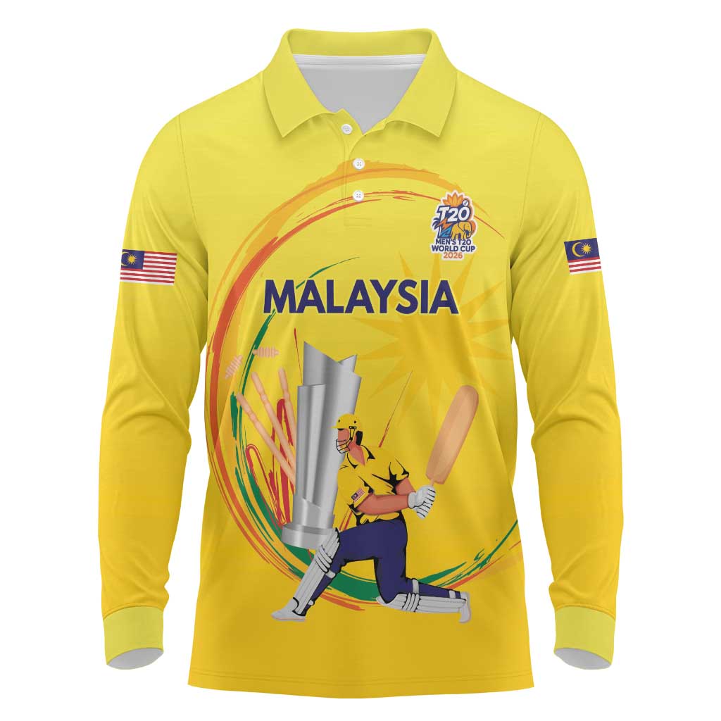 Custom Cricket Malaysia East Asia-Pacific Long Sleeve Polo Shirt Malaysia Road to Glory - Wonder Print Shop