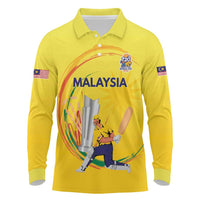 Custom Cricket Malaysia East Asia-Pacific Long Sleeve Polo Shirt Malaysia Road to Glory - Wonder Print Shop