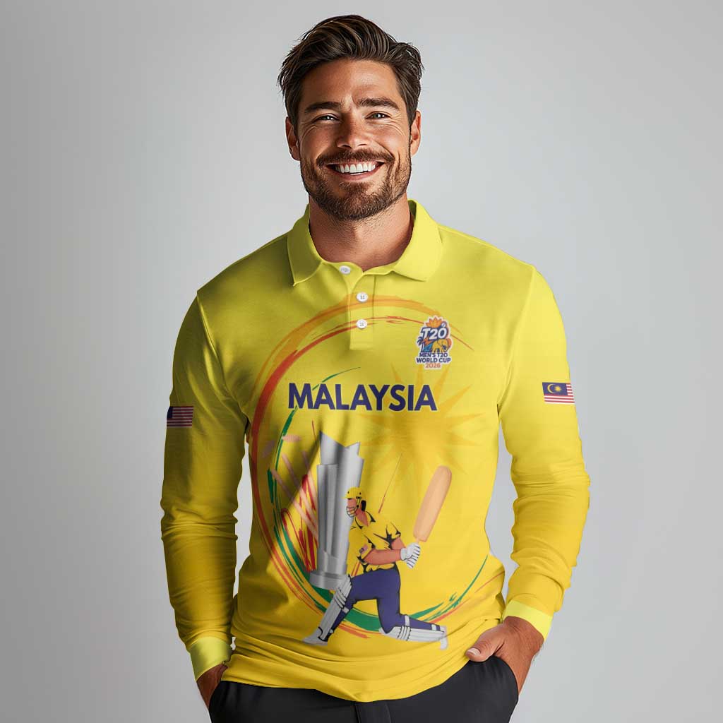 Custom Cricket Malaysia East Asia-Pacific Long Sleeve Polo Shirt Malaysia Road to Glory - Wonder Print Shop