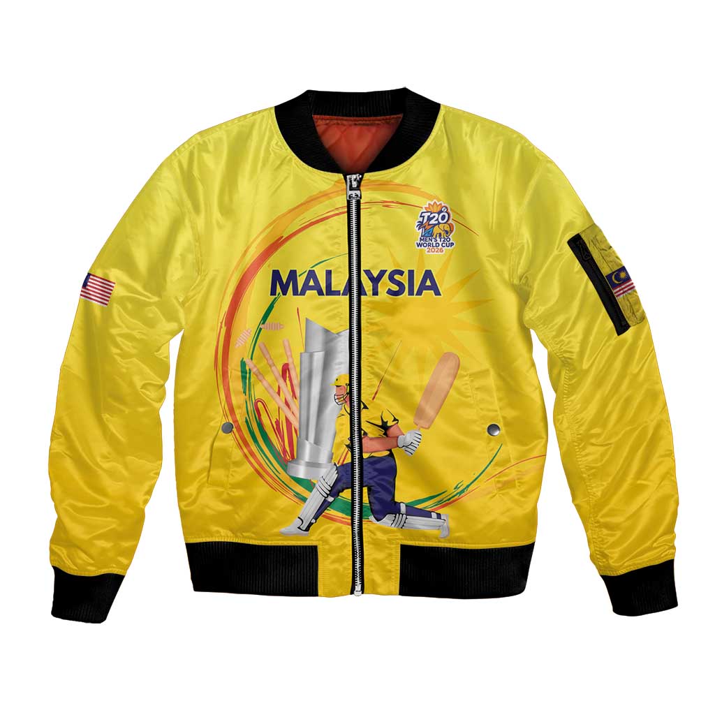 Custom Cricket Malaysia East Asia-Pacific Sleeve Zip Bomber Jacket Malaysia Road to Glory - Wonder Print Shop