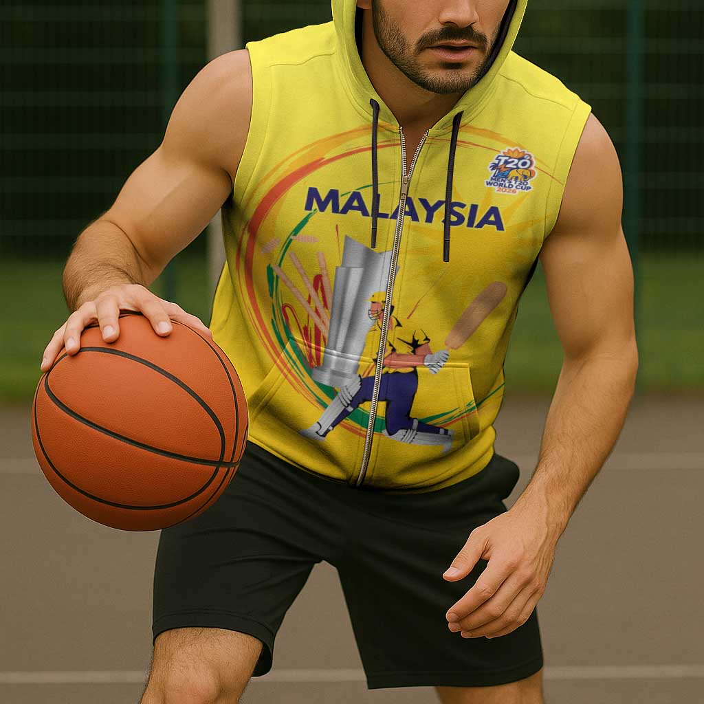 Custom Cricket Malaysia East Asia-Pacific Sleeveless Zip Hoodie Malaysia Road to Glory - Wonder Print Shop