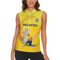 Custom Cricket Malaysia East Asia-Pacific Women Sleeveless Polo Shirt Malaysia Road to Glory - Wonder Print Shop
