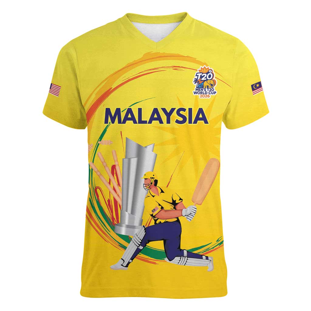 Custom Cricket Malaysia East Asia-Pacific Women V-Neck T-Shirt Malaysia Road to Glory - Wonder Print Shop