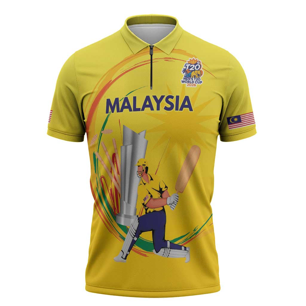Custom Cricket Malaysia East Asia-Pacific Zipper Polo Shirt Malaysia Road to Glory - Wonder Print Shop