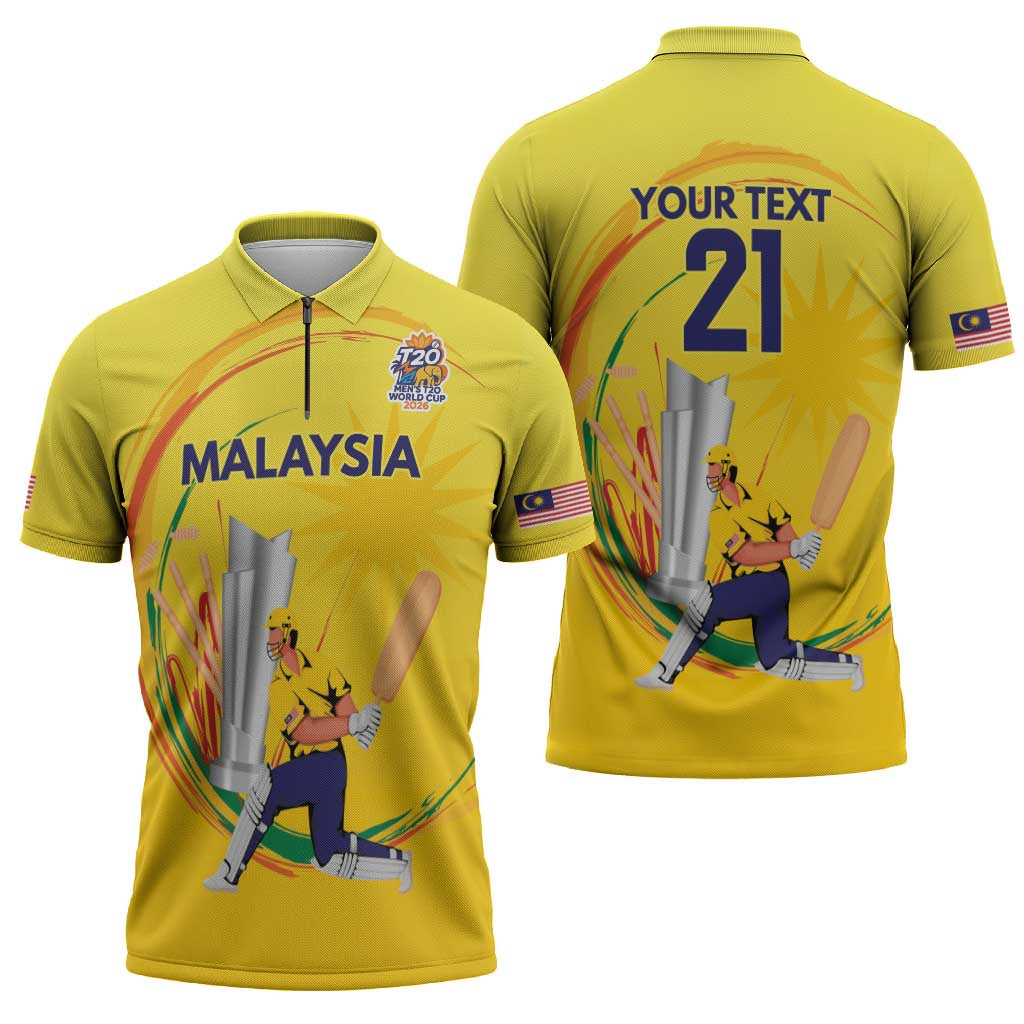 Custom Cricket Malaysia East Asia-Pacific Zipper Polo Shirt Malaysia Road to Glory - Wonder Print Shop