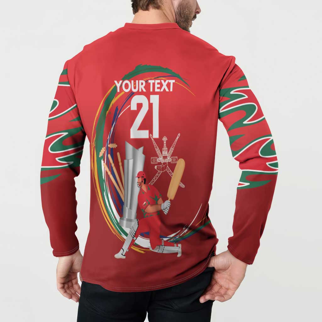 Custom Cricket Oman East Asia-Pacific Button Sweatshirt Oman Home Victory Spirit - Wonder Print Shop