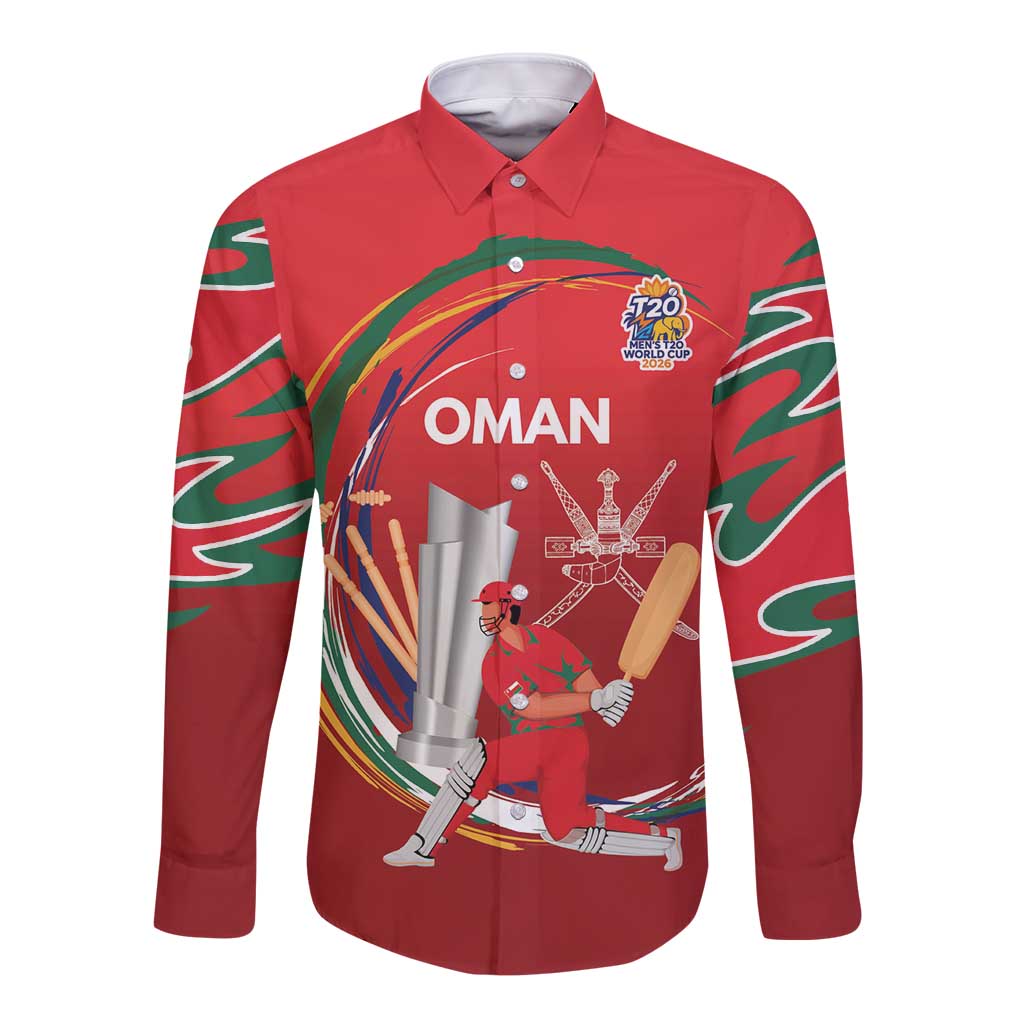 Custom Cricket Oman East Asia-Pacific Long Sleeve Button Shirt Oman Home Victory Spirit - Wonder Print Shop
