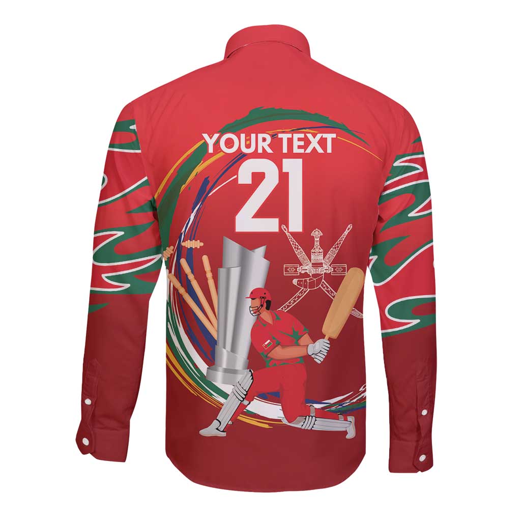 Custom Cricket Oman East Asia-Pacific Long Sleeve Button Shirt Oman Home Victory Spirit - Wonder Print Shop