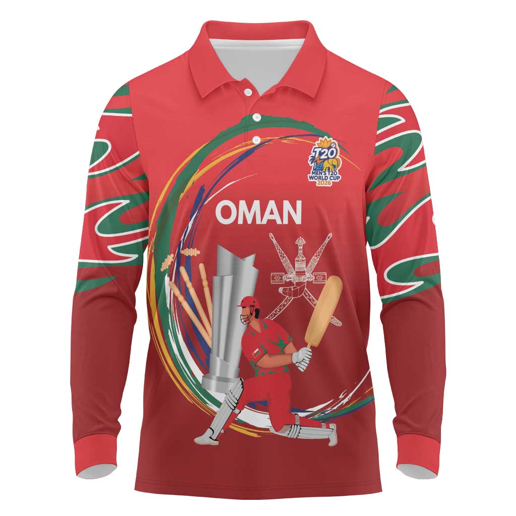 Custom Cricket Oman East Asia-Pacific Long Sleeve Polo Shirt Oman Home Victory Spirit - Wonder Print Shop
