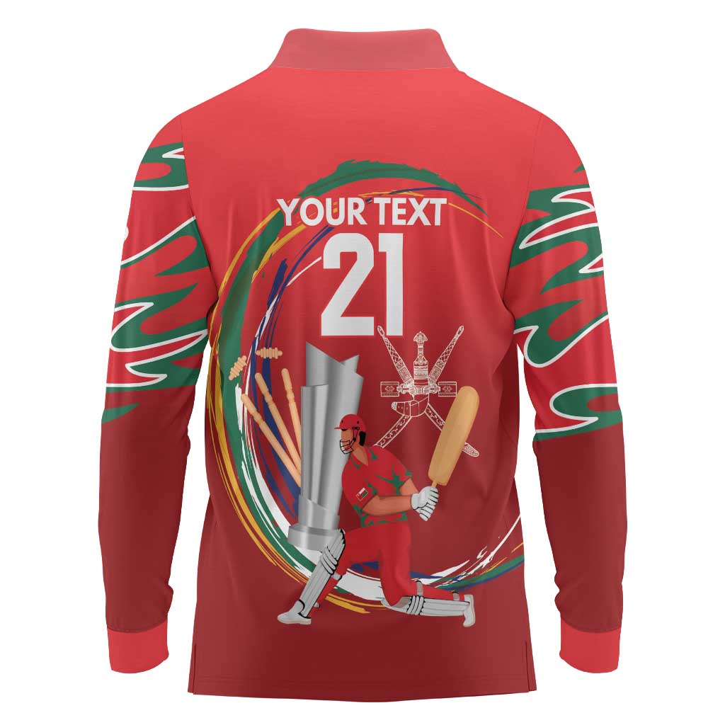 Custom Cricket Oman East Asia-Pacific Long Sleeve Polo Shirt Oman Home Victory Spirit - Wonder Print Shop