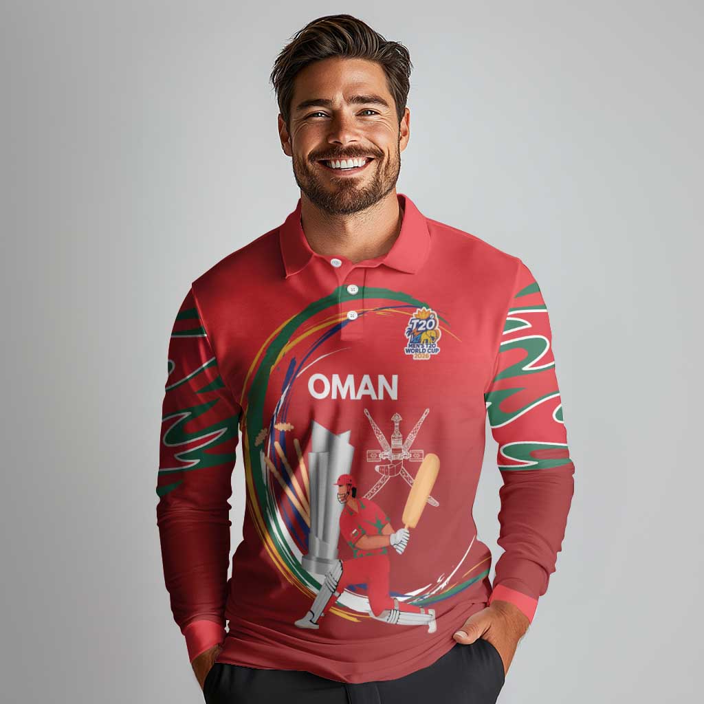 Custom Cricket Oman East Asia-Pacific Long Sleeve Polo Shirt Oman Home Victory Spirit - Wonder Print Shop