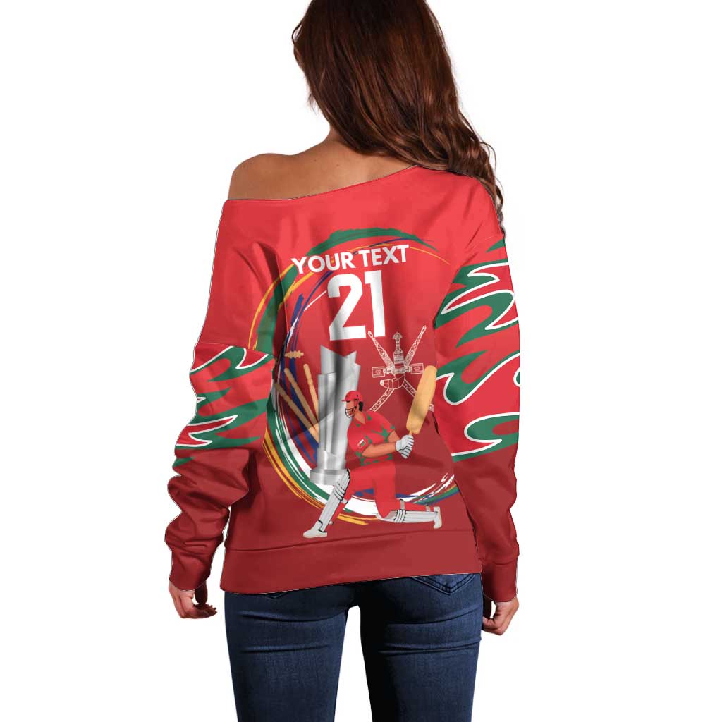 Custom Cricket Oman East Asia-Pacific Off Shoulder Sweater Oman Home Victory Spirit - Wonder Print Shop