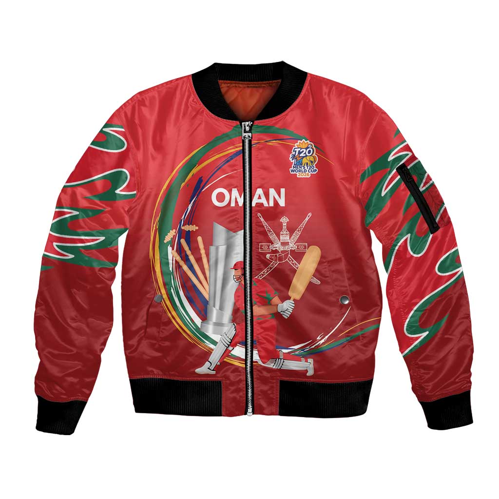 Custom Cricket Oman East Asia-Pacific Sleeve Zip Bomber Jacket Oman Home Victory Spirit - Wonder Print Shop