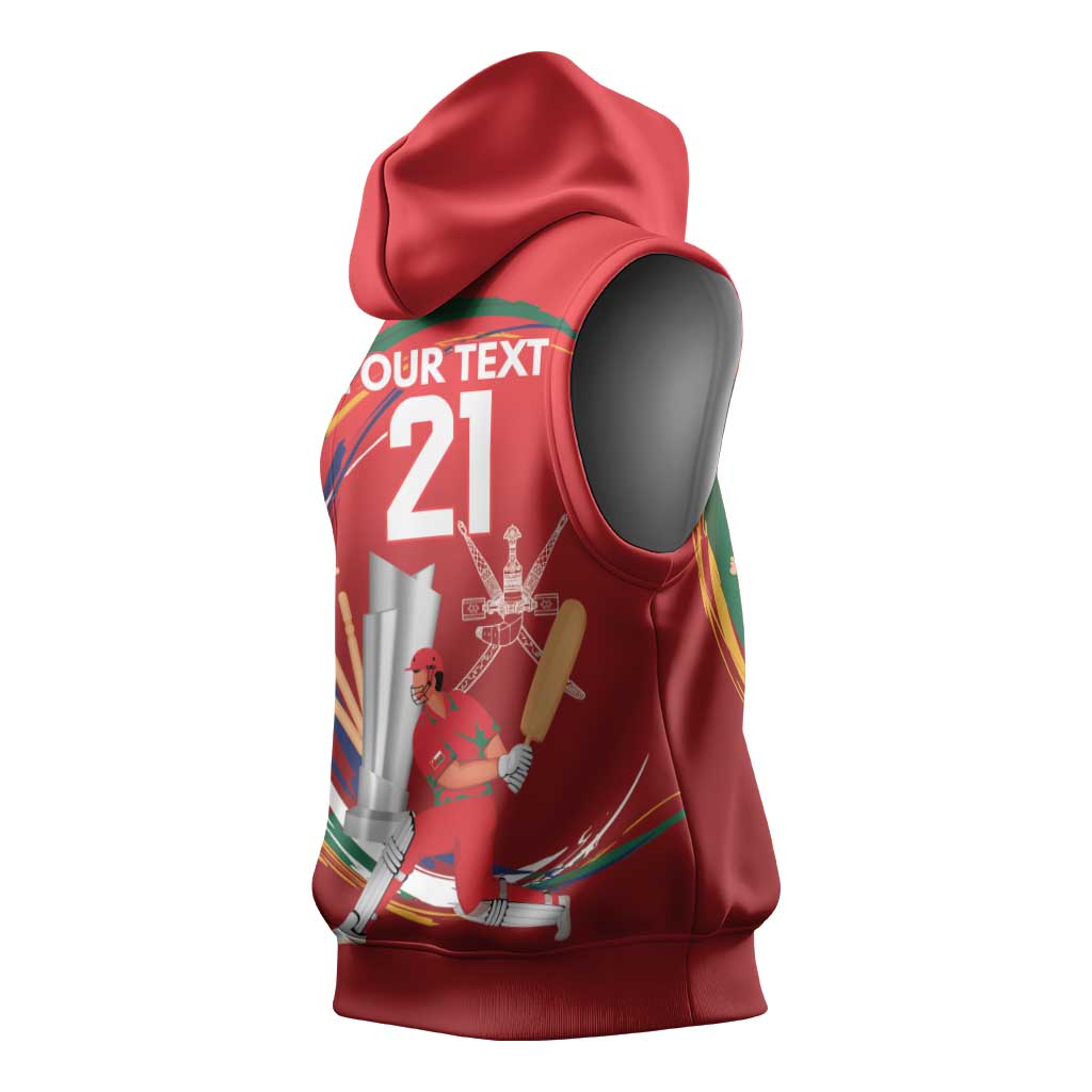 Custom Cricket Oman East Asia-Pacific Sleeveless Hoodie Oman Home Victory Spirit - Wonder Print Shop