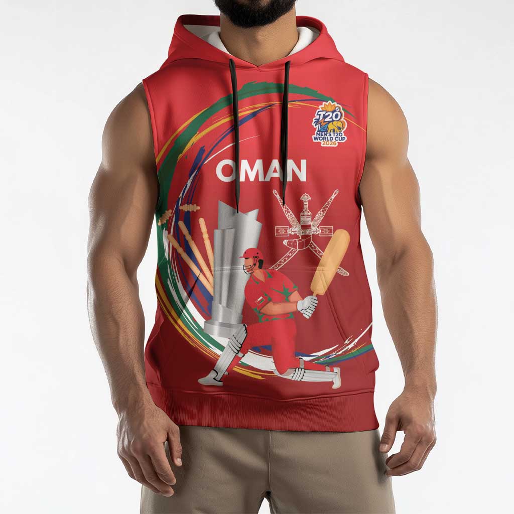 Custom Cricket Oman East Asia-Pacific Sleeveless Hoodie Oman Home Victory Spirit - Wonder Print Shop