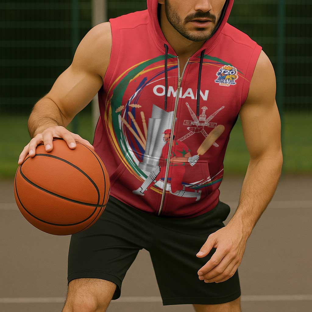 Custom Cricket Oman East Asia-Pacific Sleeveless Zip Hoodie Oman Home Victory Spirit - Wonder Print Shop