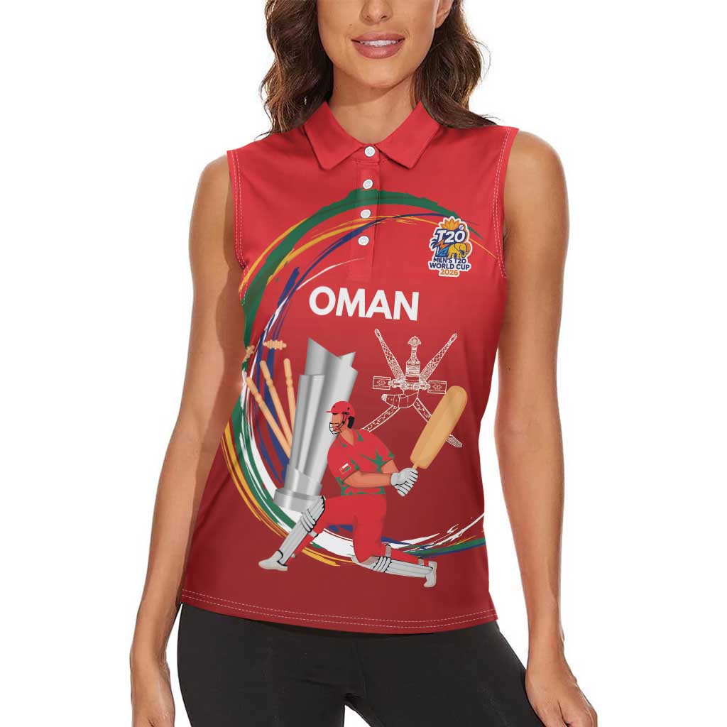 Custom Cricket Oman East Asia-Pacific Women Sleeveless Polo Shirt Oman Home Victory Spirit - Wonder Print Shop
