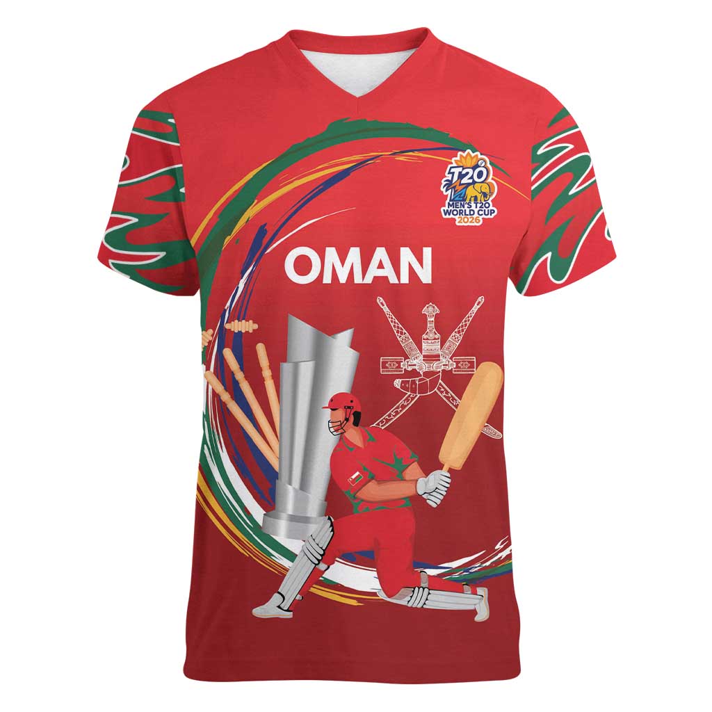 Custom Cricket Oman East Asia-Pacific Women V-Neck T-Shirt Oman Home Victory Spirit - Wonder Print Shop