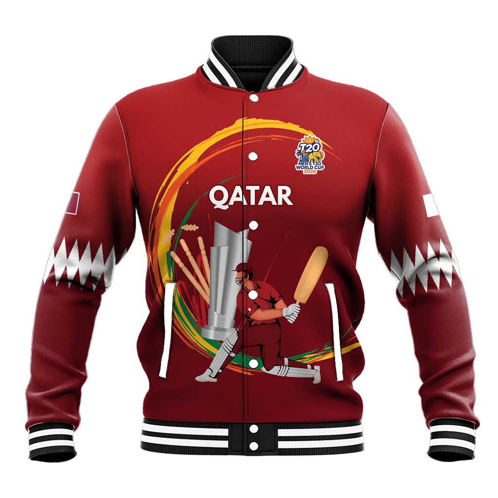 Custom Cricket Qatar East Asia-Pacific Baseball Jacket Qatar Boundary to Victory - Wonder Print Shop