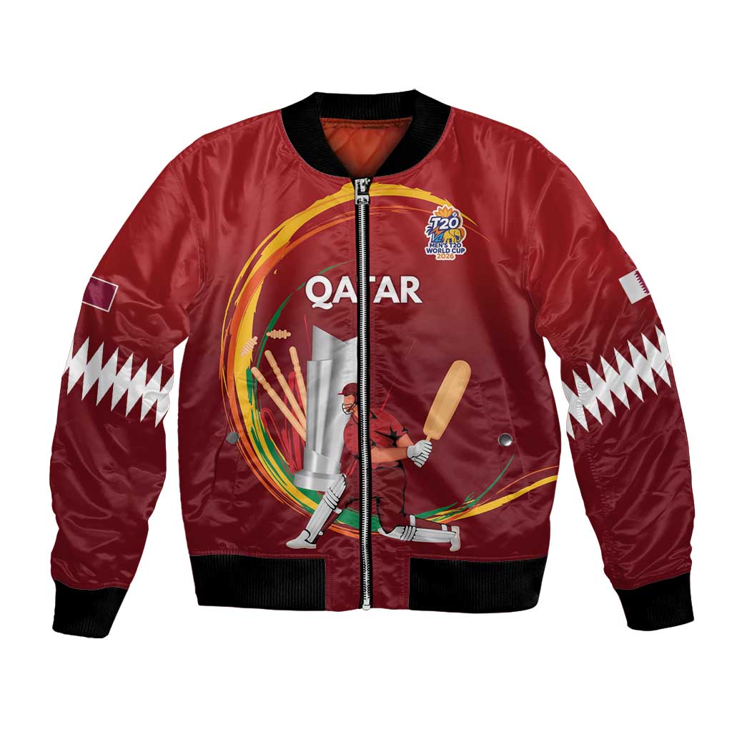 Custom Cricket Qatar East Asia-Pacific Bomber Jacket Qatar Boundary to Victory - Wonder Print Shop
